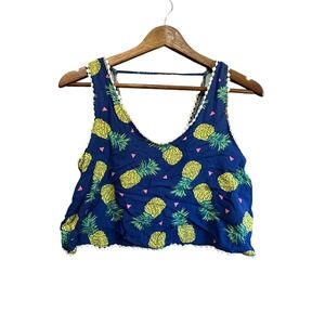 Charlotte Russe Pineapple Print Crop Top, Racerback Tank Top, Summer Beach Vibes